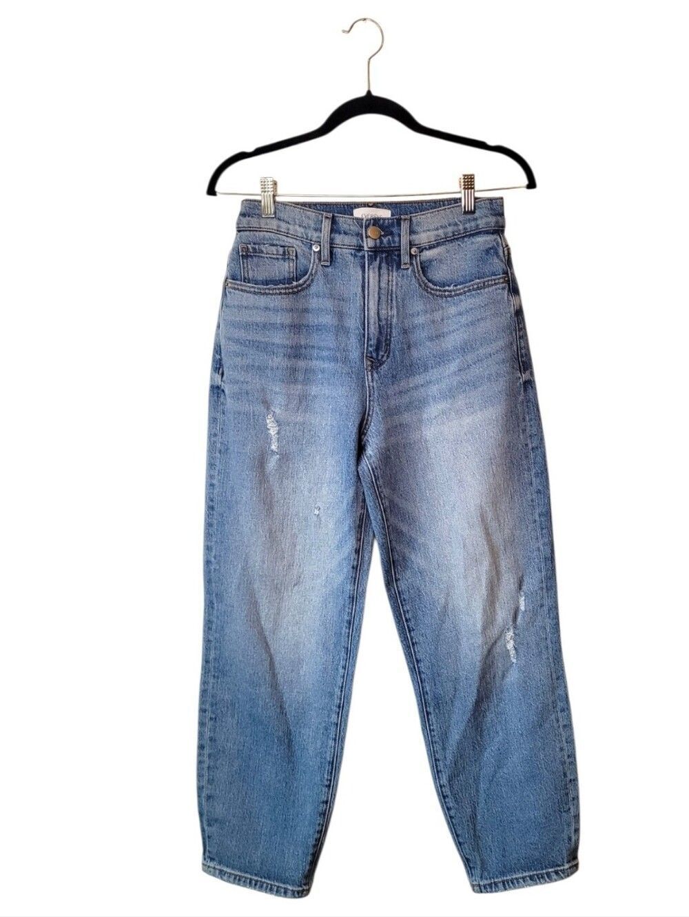 Evereve Classic Medium Wash High-Rise Relaxed Straight Jeans Size 26